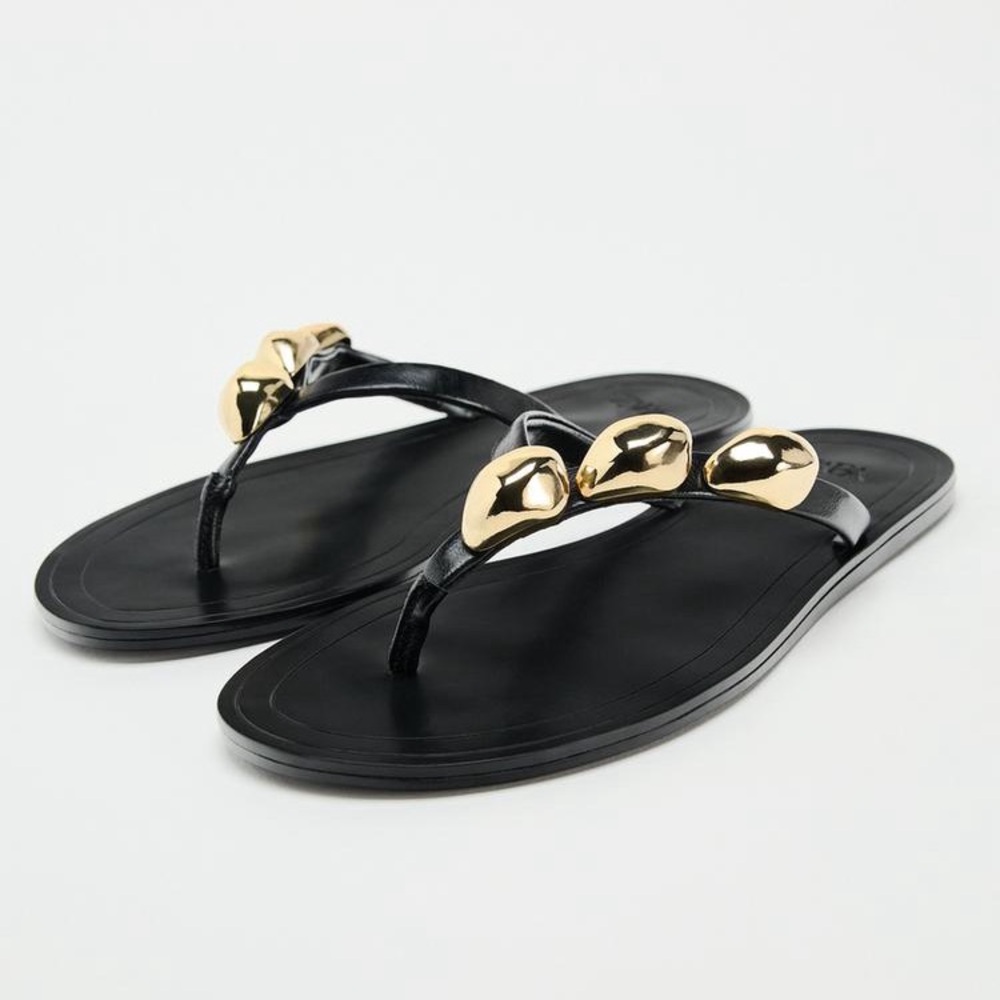 ZARA EMBELLISHED FLAT SANDALS